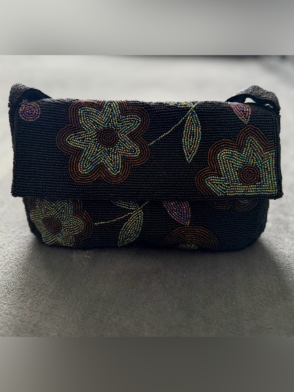 Vintage Another Y&S Original Micro-Beaded Floral Shoulder Bag 90s Y2K